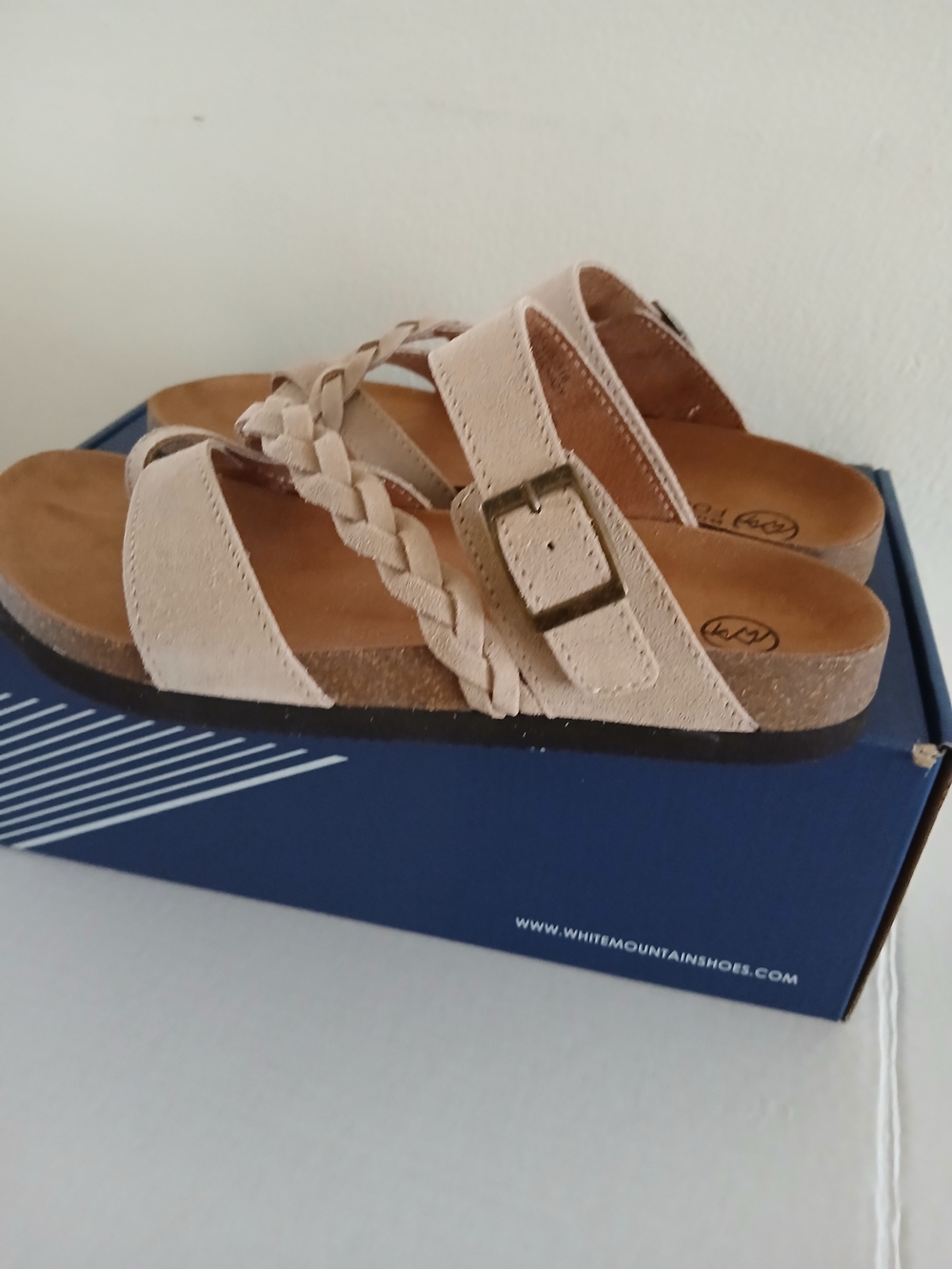 White Mountain Size 8 Women's Taupe Braided Strap Sandals $40 - Picture 5 of 9